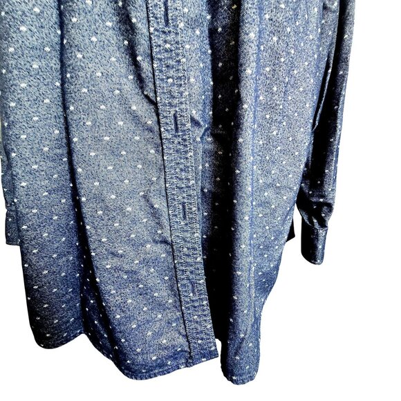 Lands End Womens Button-Up Shirt Blue With White Polka Dot Print Size 22 CM2013 - Picture 4 of 8
